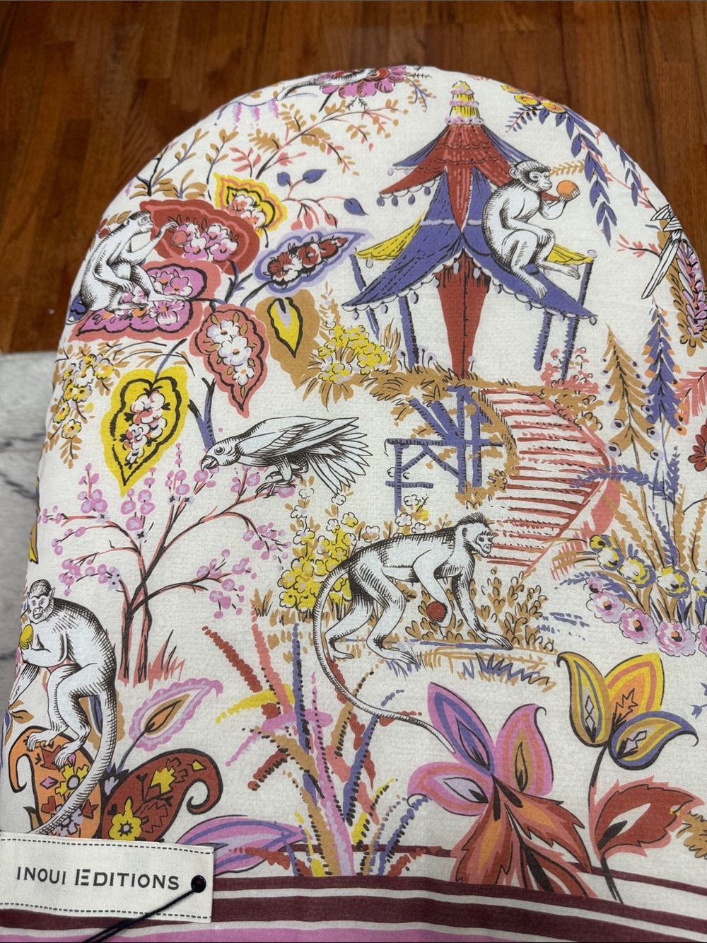 🐒✨ INOUI EDITIONS Paris NWT 100% Cotton Designer Square - Picture 4 of 5